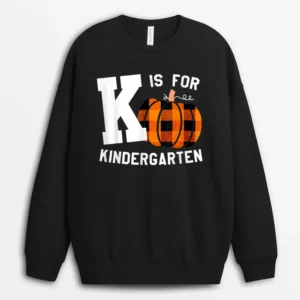 Fall Kindergarten Teacher K Is For Buffalo Plaid Pumpkin Sweatshirt - Black
