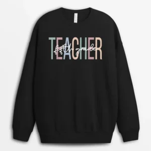 Fifth Grade Teacher Boho 5th Grade Teacher Sweatshirt - Black