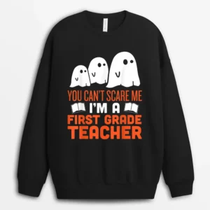 First Grade Teacher - Halloween Ghost Sweatshirt - Black
