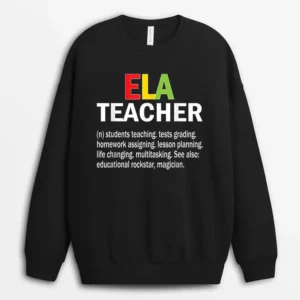 Funny ELA Teacher Definition English Language Arts Teacher Sweatshirt - Black