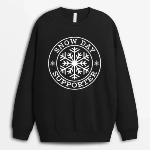 Funny Snow Day Supporter Teacher Student Winter Snowflake Sweatshirt - Black