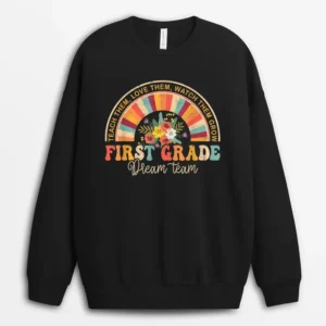 Groovy First Grade Vibes Retro Back To School Teachers Kids Sweatshirt - Black