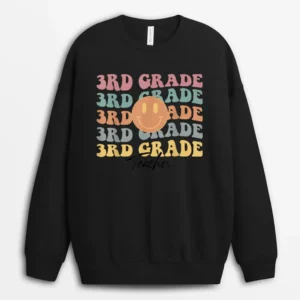 Groovy Vintage 3rd Third Grade Teacher Back To School Gifts Sweatshirt - Black
