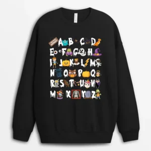 Halloween Alphabet ABCs Learning Kindergarten Teacher Sweatshirt - Black