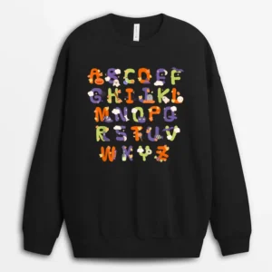 Halloween Alphabet Lazy Halloween Costume Teacher Student Sweatshirt - Black