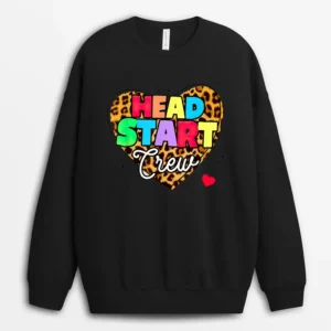 Headstart Crew Heart Leopard Back To School Sweatshirt - Black