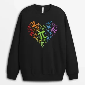 Heart Pi Day Funny Graphic Math Teacher For Women Kids Men Sweatshirt - Black