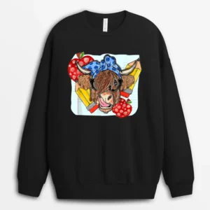 Highland Cow Teacher Western Country Funny Teacher Life Gift Sweatshirt - Black